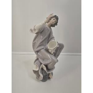LLADRO Angel with Tambourine # 1320 Angel Sitting on Rock Spain